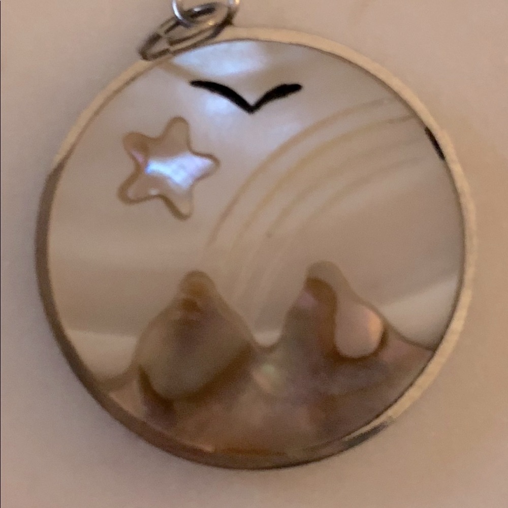 Silver and Cream Statement Necklace Medallion